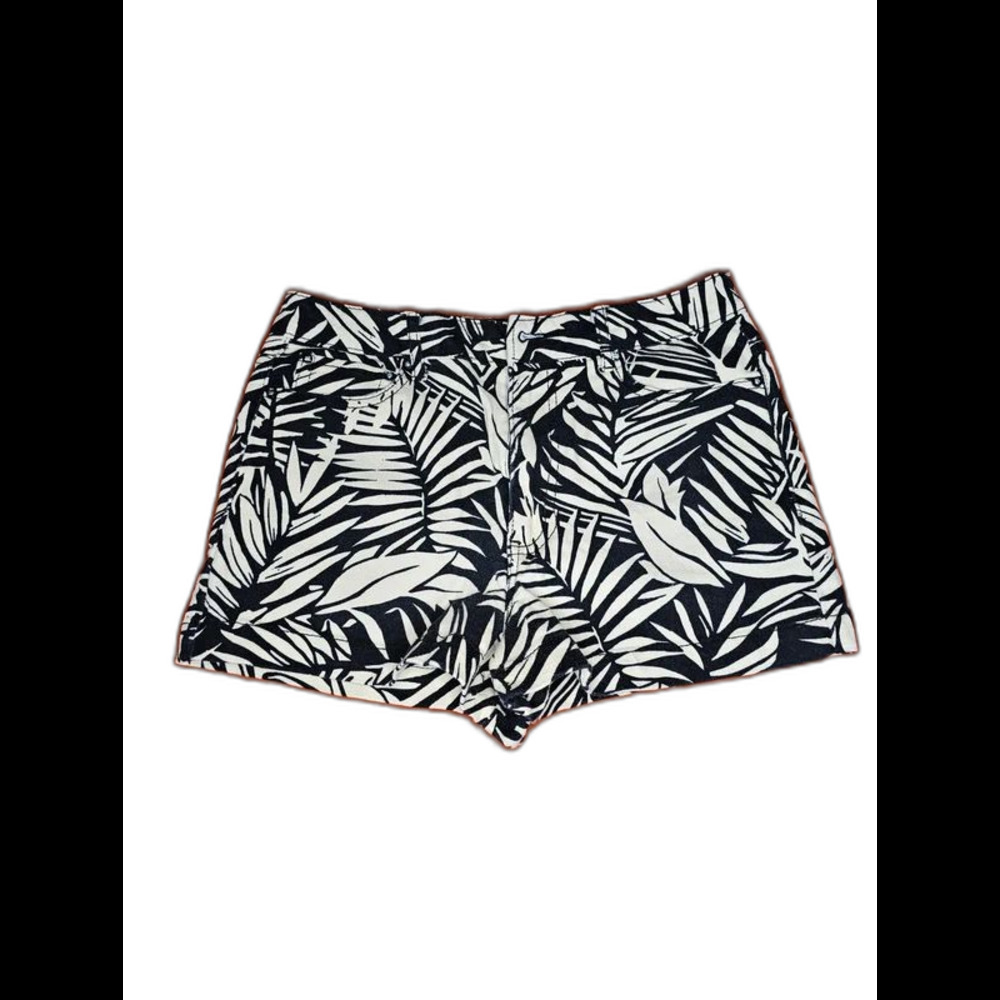 Forever 21 Tropical Leaf Print Denim Shorts Black White - Size 26 / Small